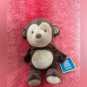 Rare Carters Just One Year Brown Monkey Baby Plush Stuffed Animal 9” with Tags